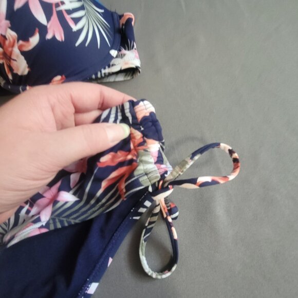 la Vie en Rose Bikini Set Womens XL* Blue Floral Tropical Swimsuit Beach Travel - Picture 2 of 11